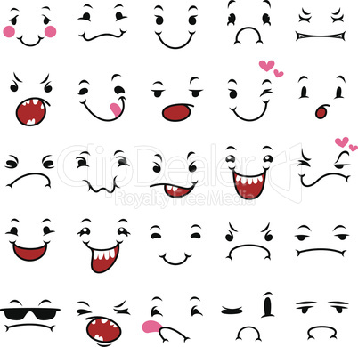 Doodle Facial Expressions Set For Humor Design