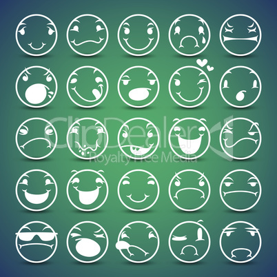 Cartoon Facial Espressions Icons Set