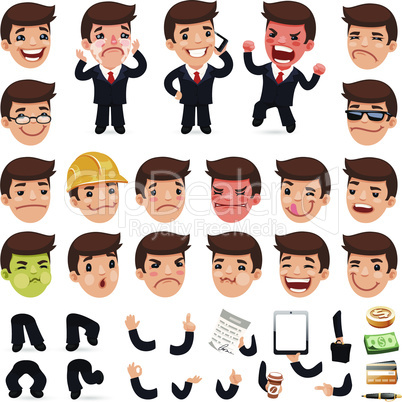 Set of Cartoon Businessman Character for Your Design or Aanimation