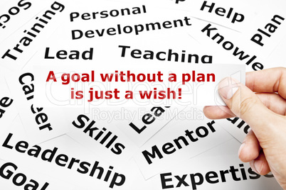 A goal without a plan is just a wish Concept