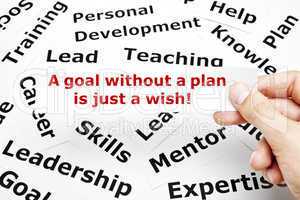 A goal without a plan is just a wish Concept