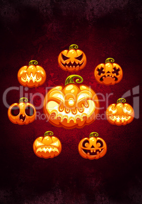 Halloween Cartoon Pumpkins Card
