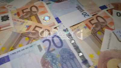 Euro bills - dolly shot