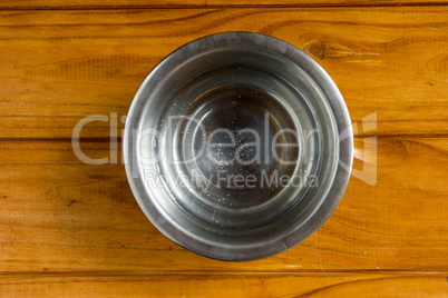 Water in metal bowl for pet