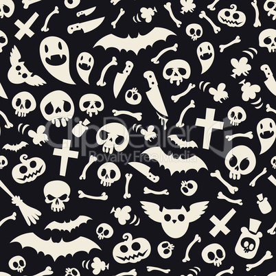 Halloween Symbols Seamless Pattern Contrast
