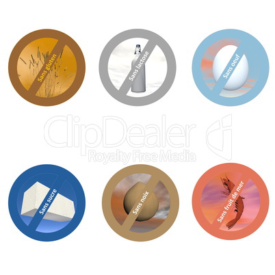 French stickers for allergen free products