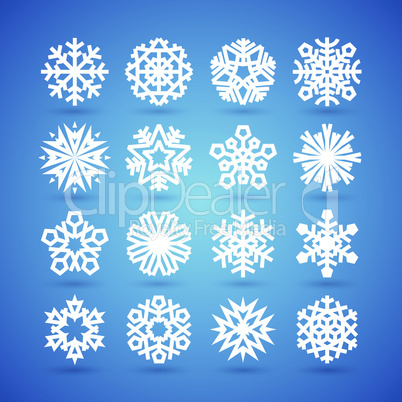 Simple Flat Snowflakes Set for Winter and Christmas Desing
