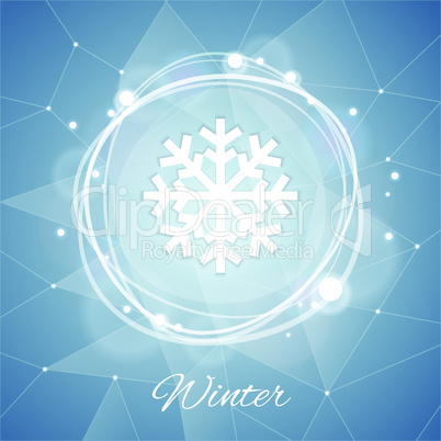 Winter Poster with Snowflake on Geometric Background