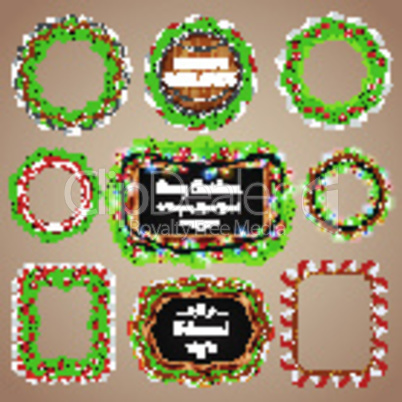 Christmas Garlands Frames with Blackboard with a Copy Space Set