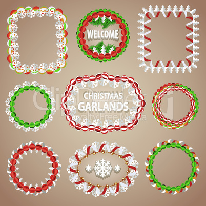 Christmas Paper Garlands Frames with a Copy Space Set