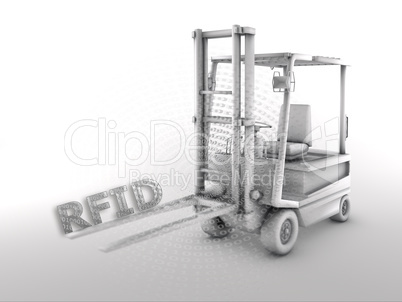 RFID - Gabelstapler - 3D-Illustration