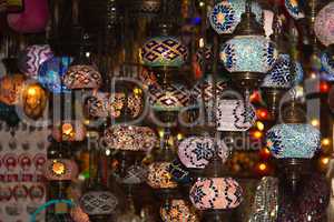 Turkish lanterns / Turkish lanterns mosaic, flashlights on the market, oriental flavor. Display of