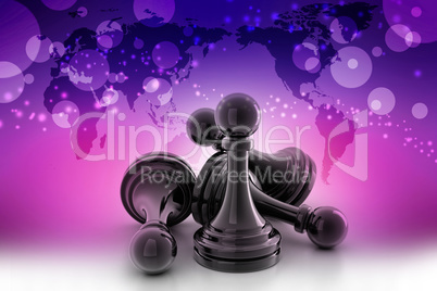 black pawn isolated on colour