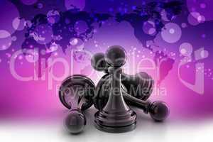 black pawn isolated on colour