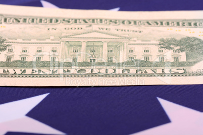 american dollars on american flag