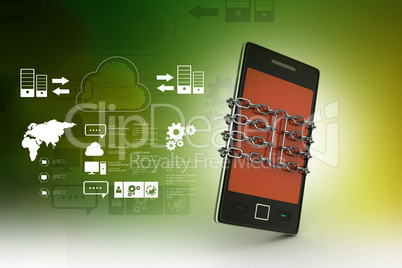 Smart phone with chain, safety concept