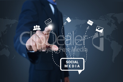 Businessman drawing social networking