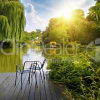 platform beside lake in park