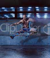 Athletic Man in Fighting Pose Inside a Building