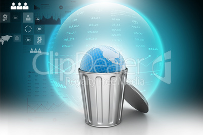 Globe in trash bin