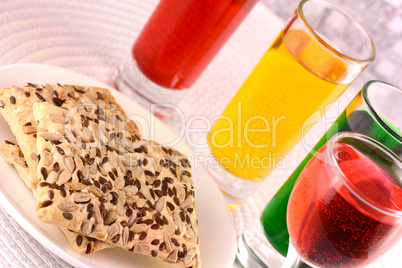 sweet cake on white plate and juice