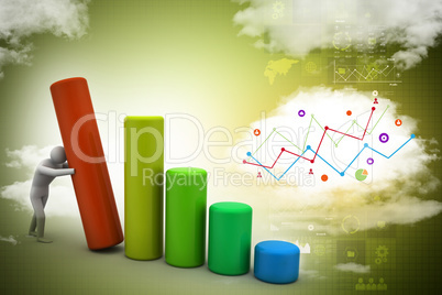 Business man pushing graph chart