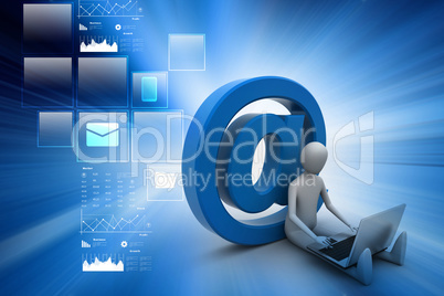 3d person with e mail symbol and laptop