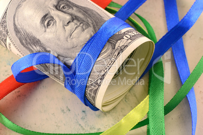 american money and ribbons