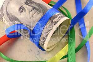 american money and ribbons