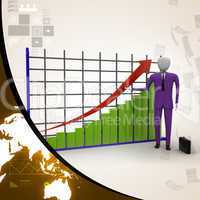 business man standing near a financial graph