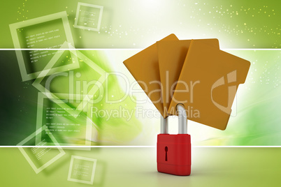 Confidential files. Padlock on folder