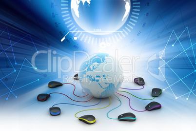 Globe connecting with computer mouse