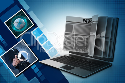 News through a laptop screen concept for online news