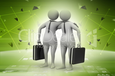Two business people with briefcase