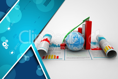 Business growth graph and  globe