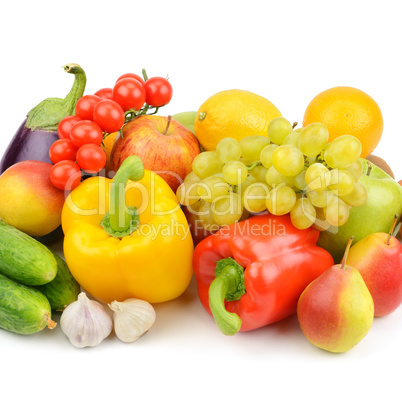 fruits and vegetables isolated on white background