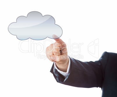 Arm In Suit Pointing At Cloud Computing Icon