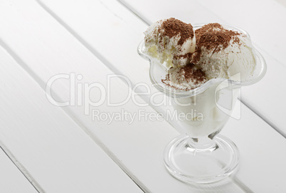 ice cream with chocolate shaving