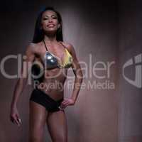 Bodybuilder Woman Posing in Sexy Fitness Bikini