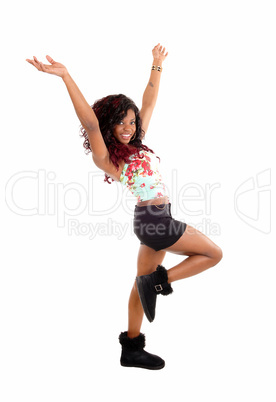 Happy dancing woman.