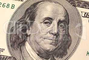 Close up view of american dollar banknote
