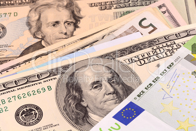 european and american money background