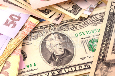 european and american money background