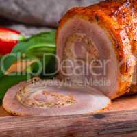 meat roulade with bear allium filling