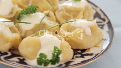 Uzbek dumplings with minced meat and cream, turn video