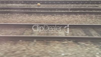 Railroad tracks in motion as background