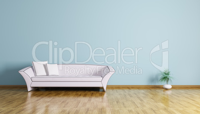 Interior of a room with sofa 3d render