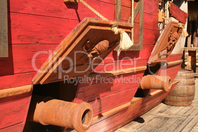 Old cannon on a pirate ship