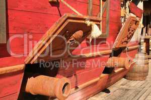 Old cannon on a pirate ship