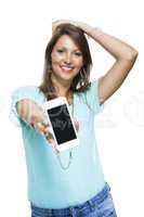 Pretty Happy Woman Holding a Mobile Phone